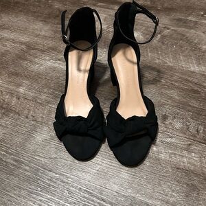 Wild Diva Black Bow Ankle Strap Heels